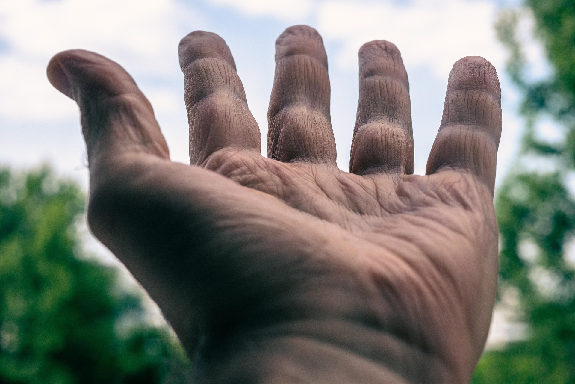 hand with prune fingers